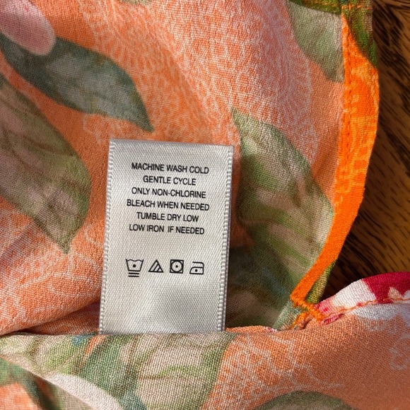 John Mark Orange Floral Blouse with Pink and Blue Accents - Picture 5 of 8